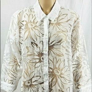 Chico's blouse size 3 solid white sheer casual
